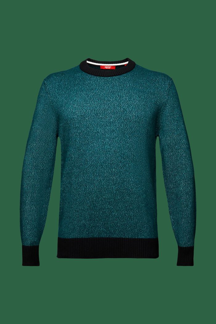Sweater i uldmiks med rund hals, EMERALD GREEN, detail image number 5