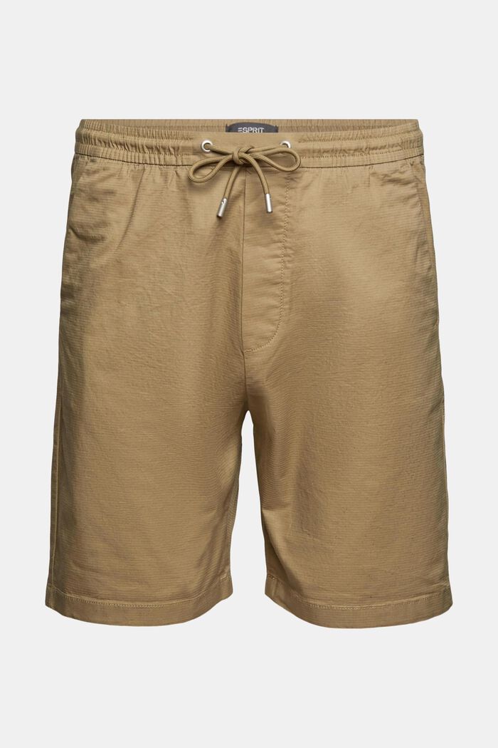 Shorts med elastiklinning, økologisk bomuld, BEIGE, detail image number 7