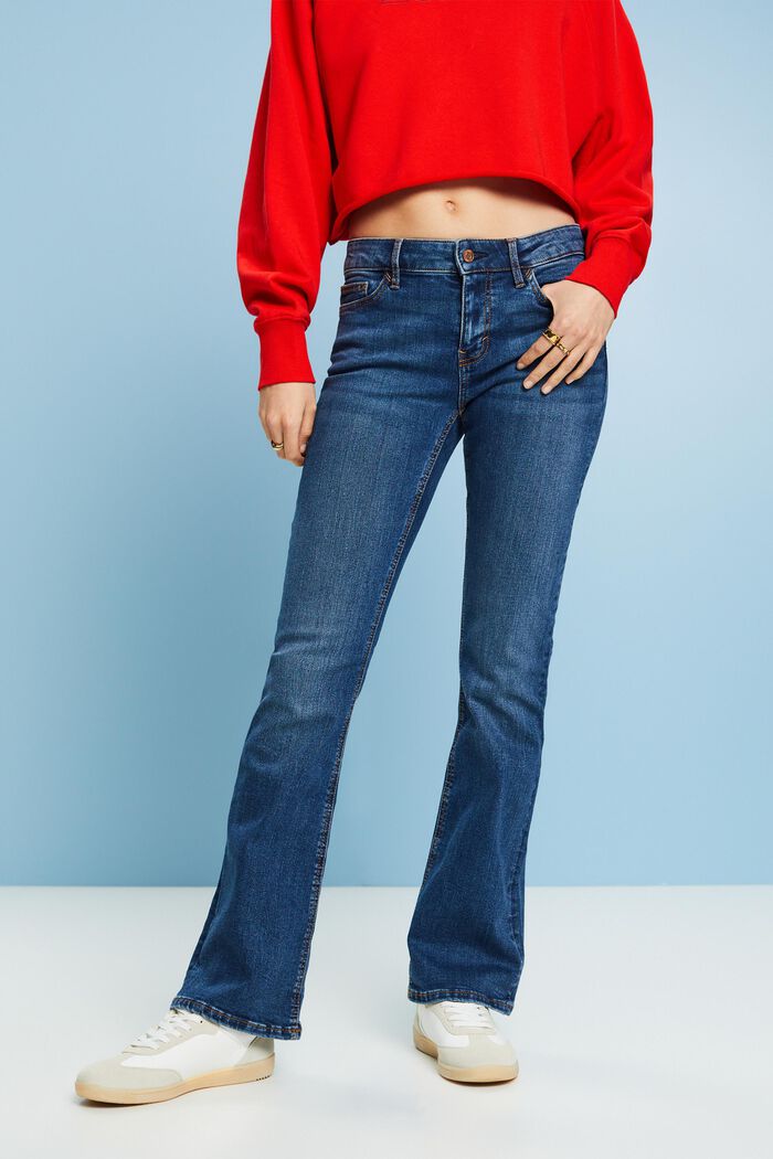 Bootcut-jeans med mellemhøj talje, BLUE MEDIUM WASHED, detail image number 0