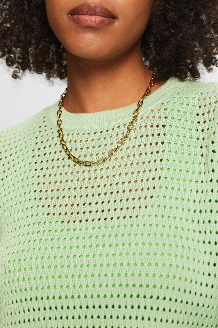 Kortærmet sweater i mesh, LIGHT GREEN, detail image number 3