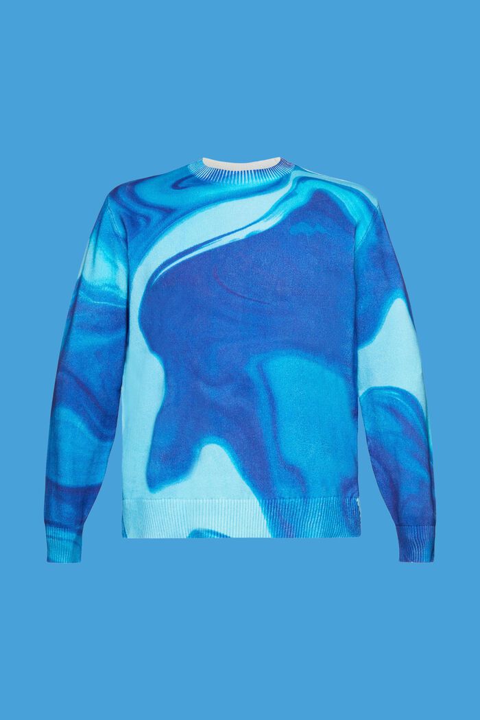 Pullover i vævet bomuld med allover-mønster, BLUE, detail image number 6