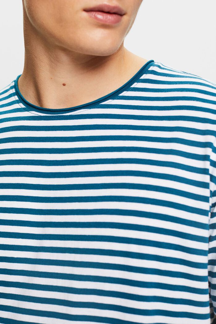Jersey-T-shirt med striber, PETROL BLUE, detail image number 3
