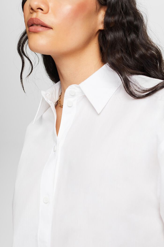 Poplin-skjortebluse, 100 % bomuld, WHITE, detail image number 3