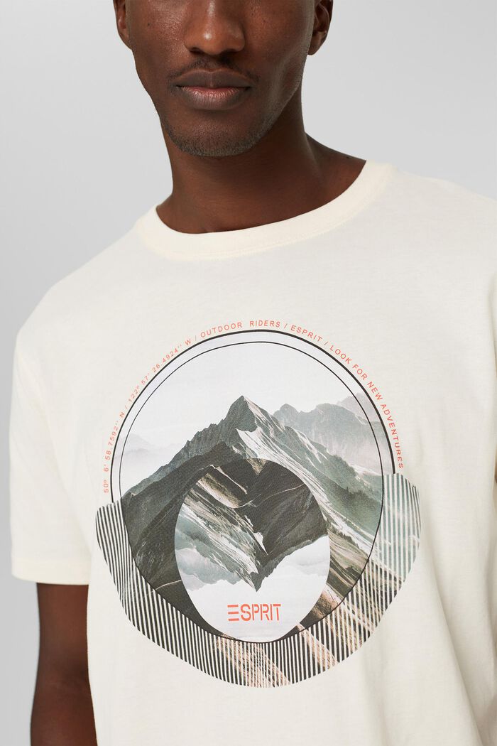 Jersey-T-shirt med print, økologisk bomuld, OFF WHITE, detail image number 1