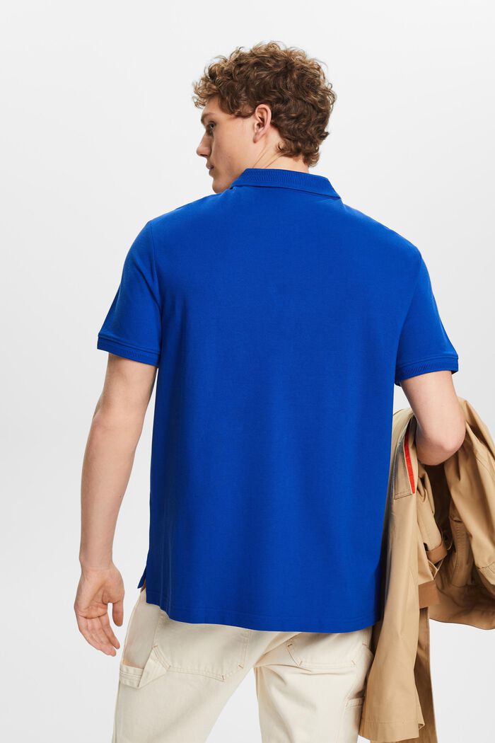 Poloshirt i bomuldspique, BRIGHT BLUE, detail image number 3