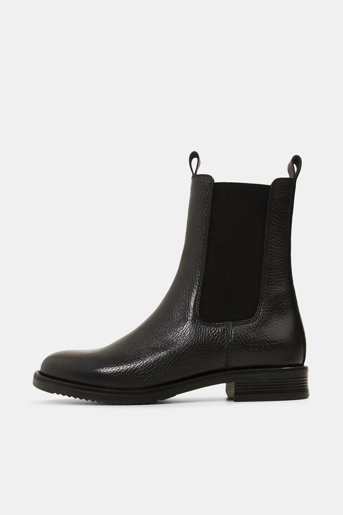 Chelsea-støvler i glat læder, BLACK, overview