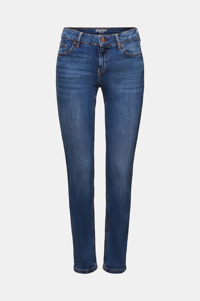 Slim jeans med mellemhøj talje, BLUE MEDIUM WASHED, detail image number 7