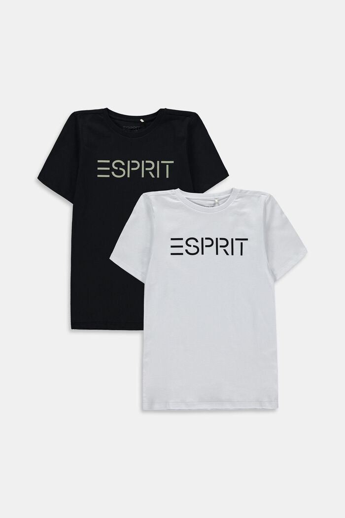 Pakke med 2 T-shirts med logoprint, WHITE, detail image number 0