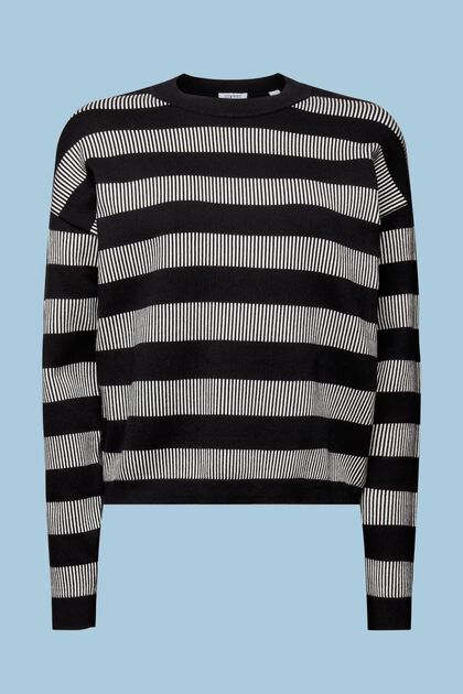 Sweater med jacquard-striber og rund hals