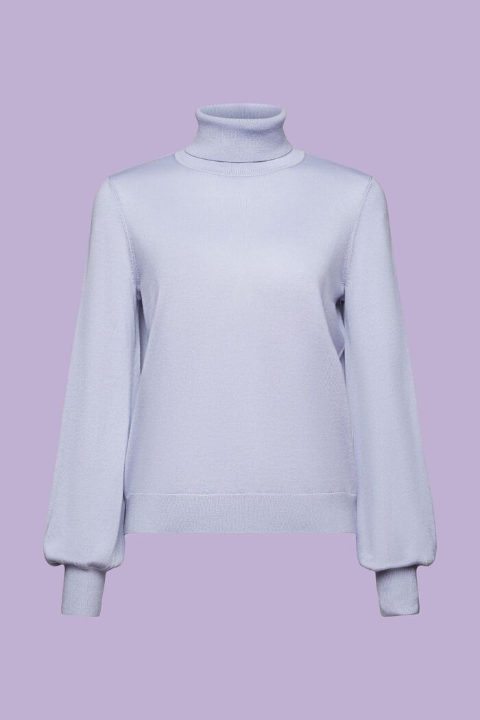 Rullekravesweater i uld, LIGHT BLUE LAVENDER, detail image number 7