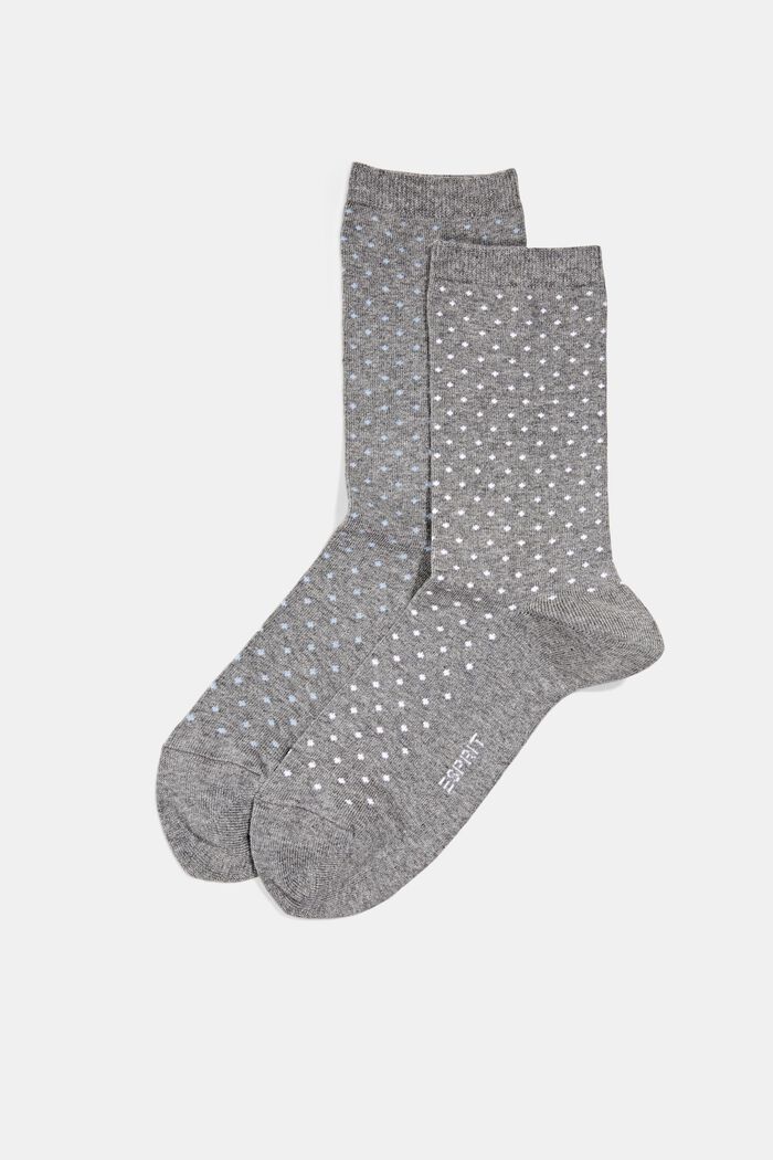 2-pak polkaprikkede sokker, økologisk bomuld, LIGHT GREY MELANGE, detail image number 0