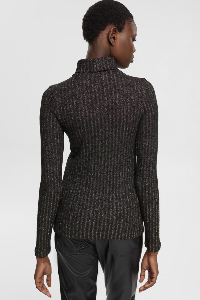 Rullekravesweater med glimmereffekt og cut-out, BLACK, detail image number 3