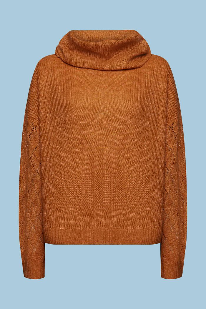 Sweater med vandfaldskrave, CARAMEL, detail image number 6