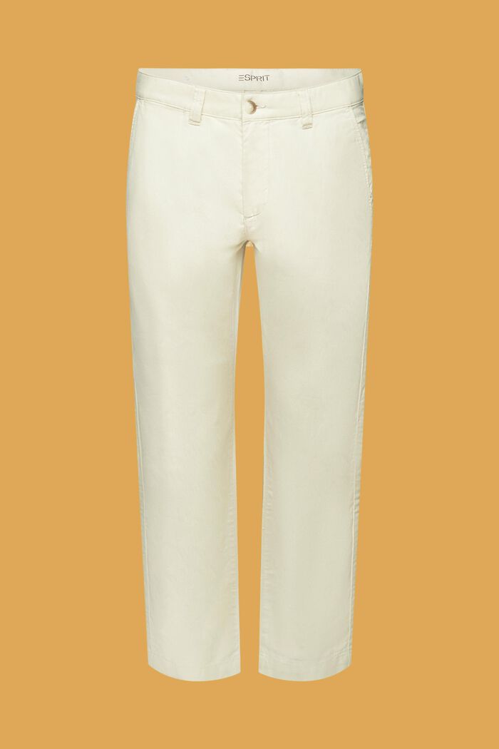 Bukser i bomulds- og hørmiks, CREAM BEIGE, detail image number 6