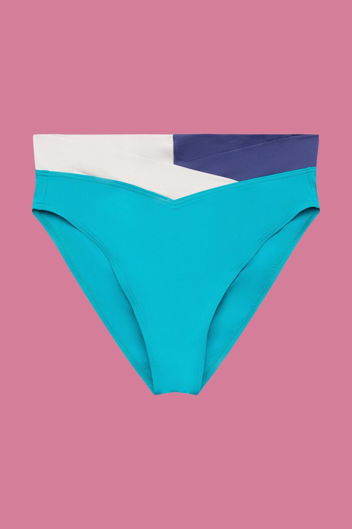 Bikinitrusser m. farveblok-design, mellemhøj talje, TEAL GREEN, detail image number 4