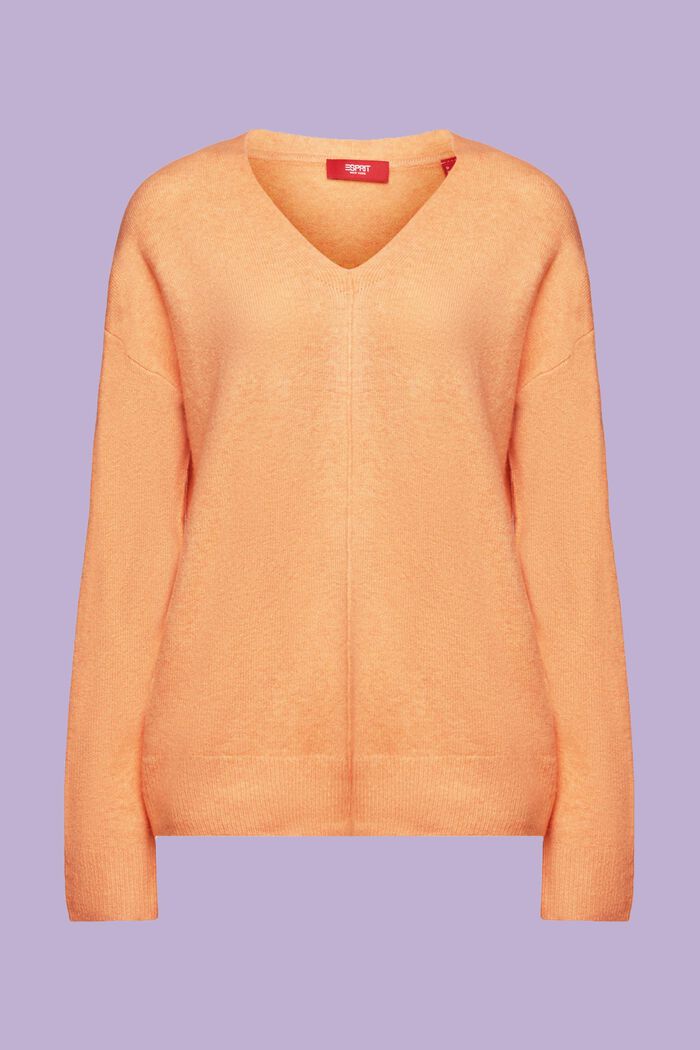 Sweater i uldmiks med V-hals, PEACH, detail image number 5