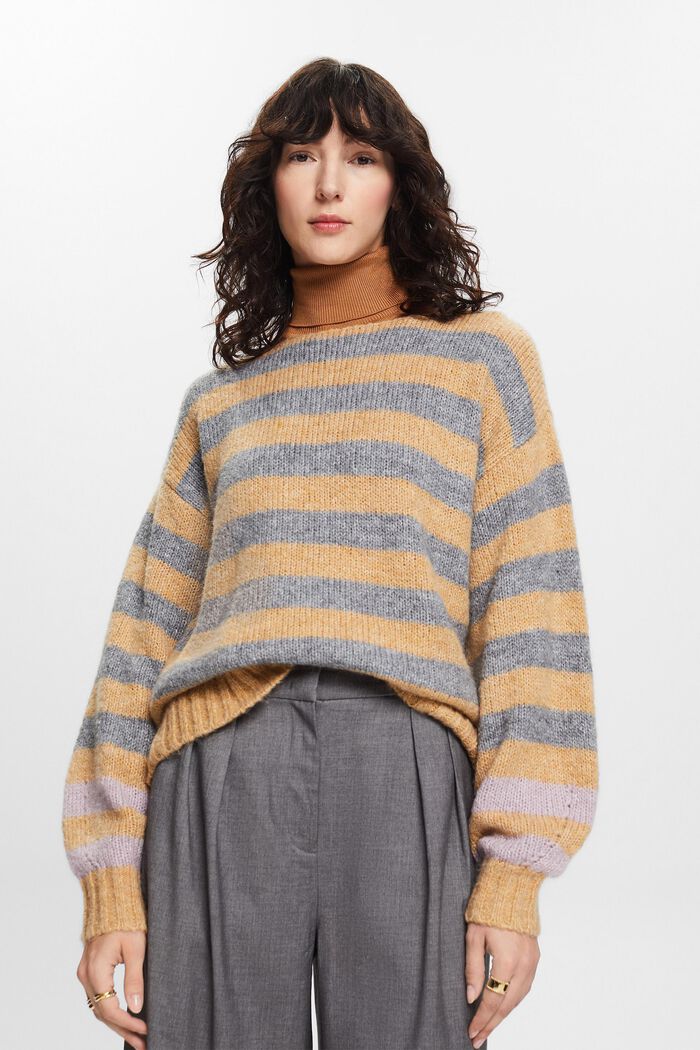 Stribet Sweater i uld-/mohairmiks, DUSTY NUDE, detail image number 1