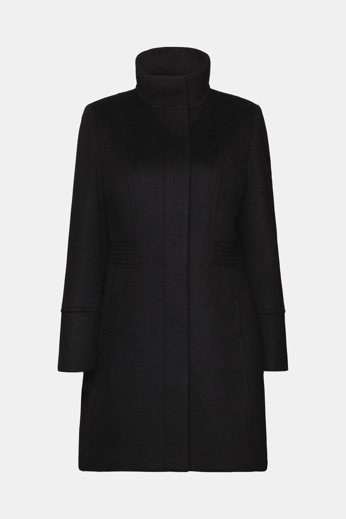 Af genanvendte materialer: frakke med uld, BLACK, detail image number 7