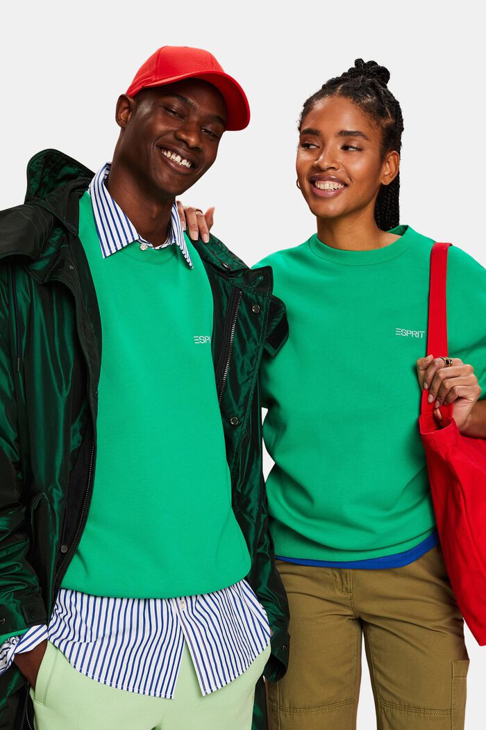 Unisex sweatshirt i fleece med logo, GREEN, detail image number 5
