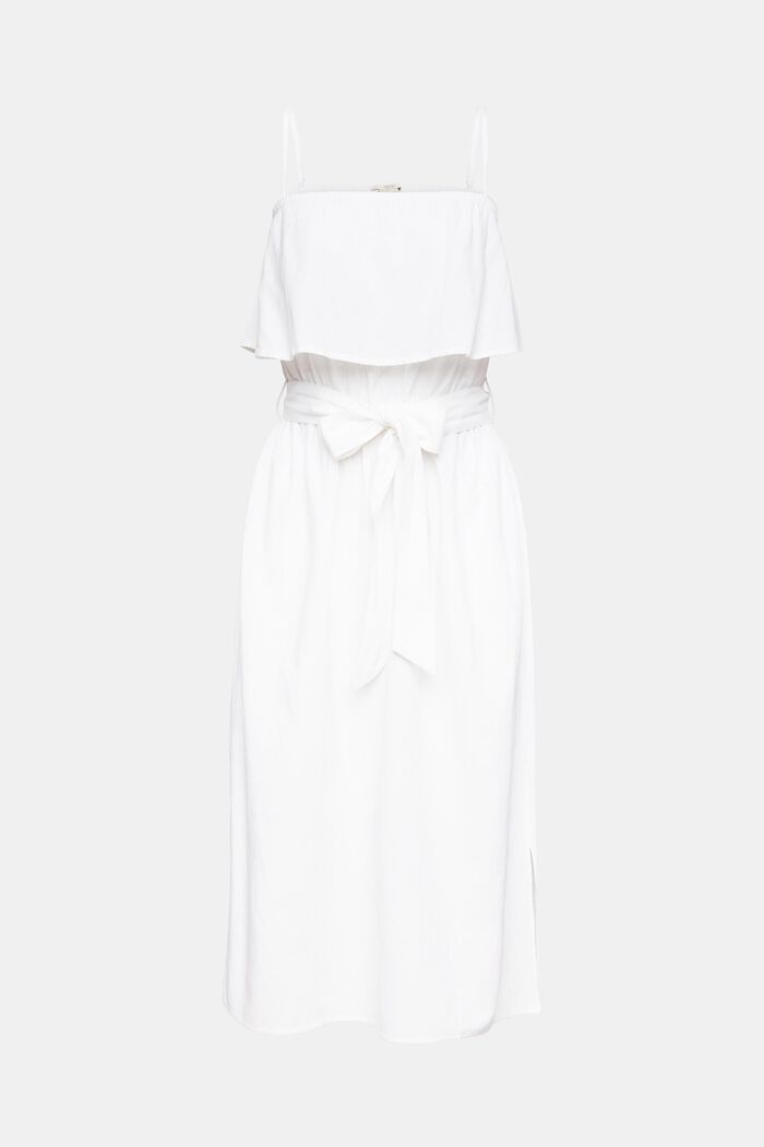 Med hør: kjole med regulerbare stropper, WHITE, detail image number 2