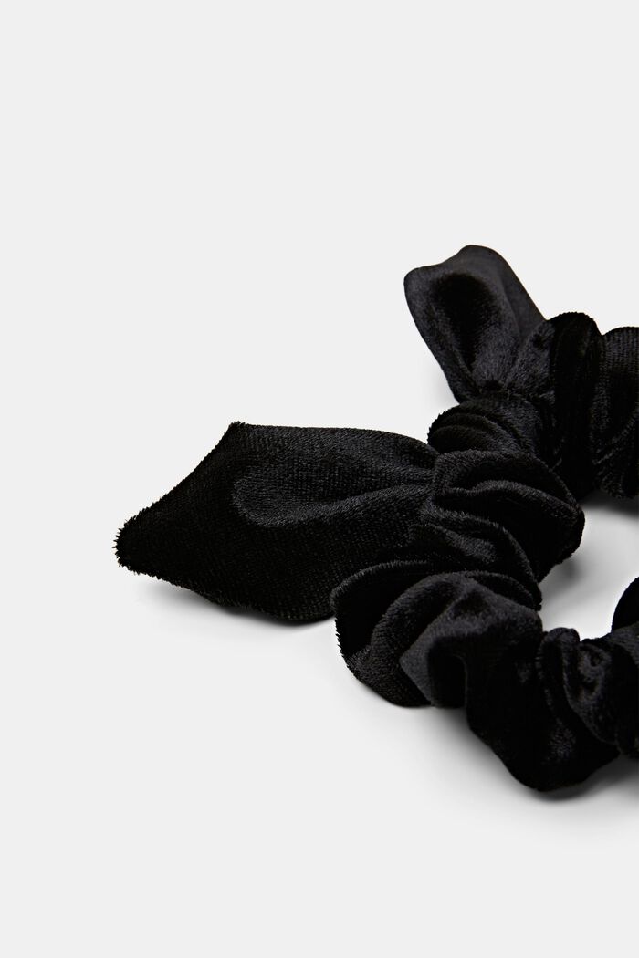 Scrunchie i fløjl med sløjfe, BLACK, detail image number 1