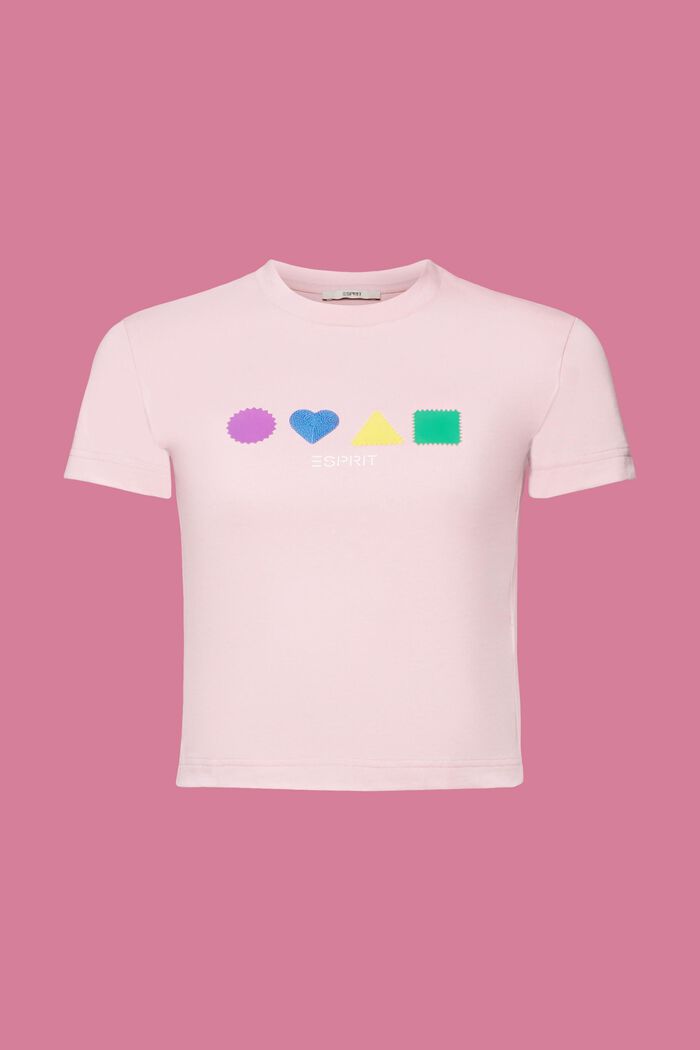 T-shirt i økologisk bomuld med geometrisk print, PINK, detail image number 6