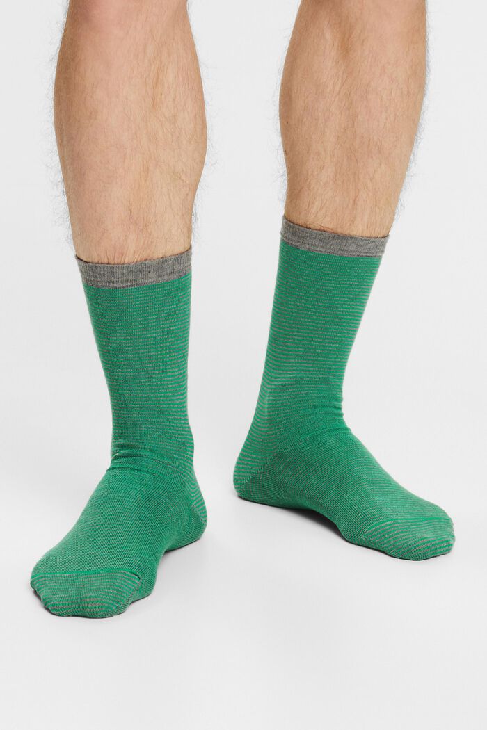 2-pak stribede sokker i chunky strik, GREEN / GREY, detail image number 1