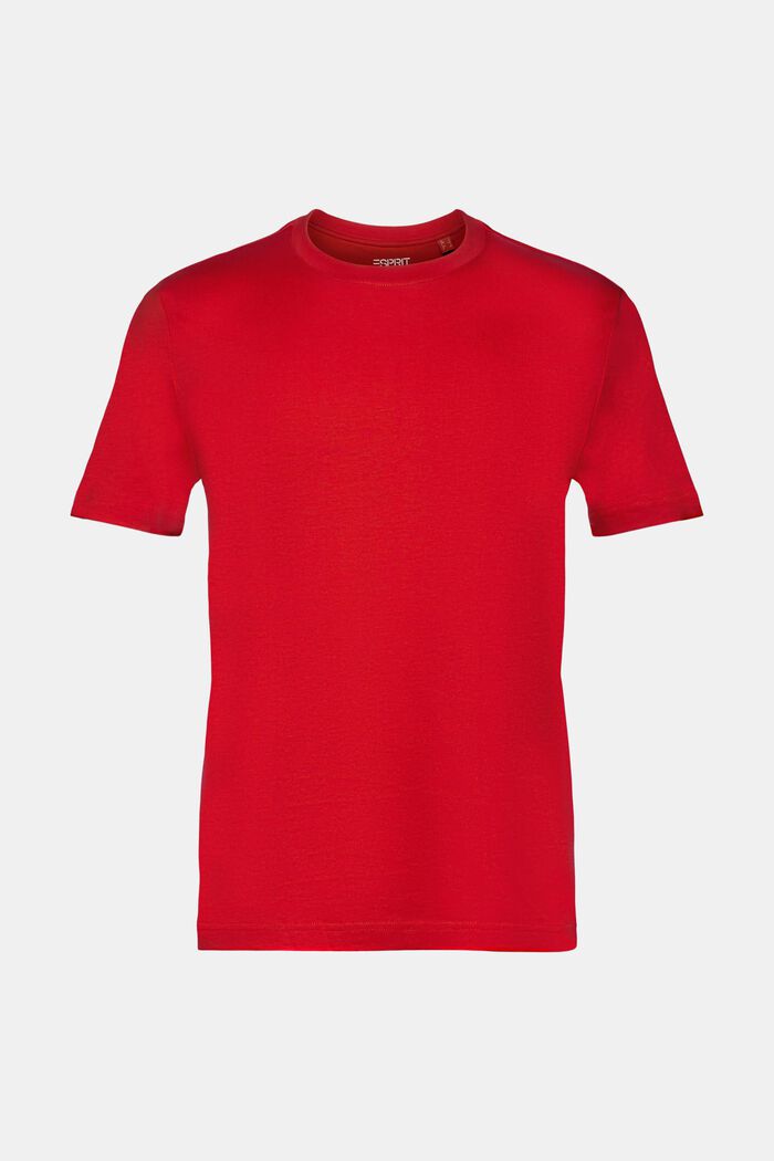T-shirt i pima-bomuldsjersey med rund hals, DARK RED, detail image number 7