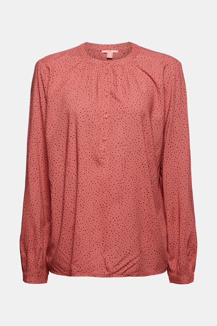 Henley-bluse med print ECOVERO™, CORAL, overview