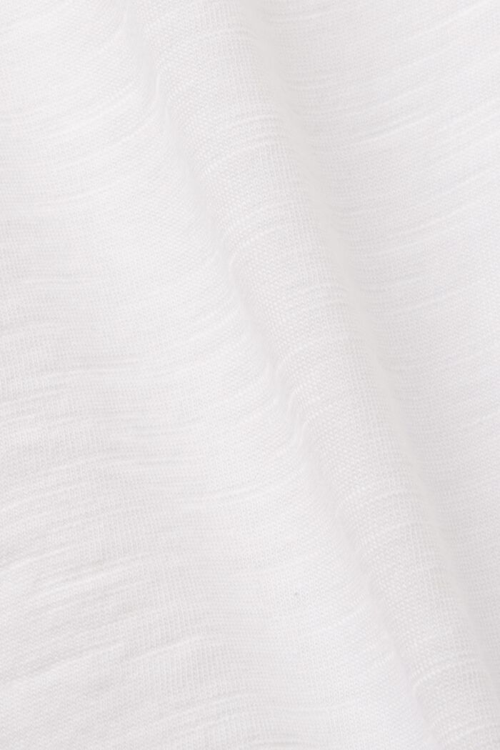 Bomulds-T-shirt med hulmønstrede ærmer, WHITE, detail image number 4