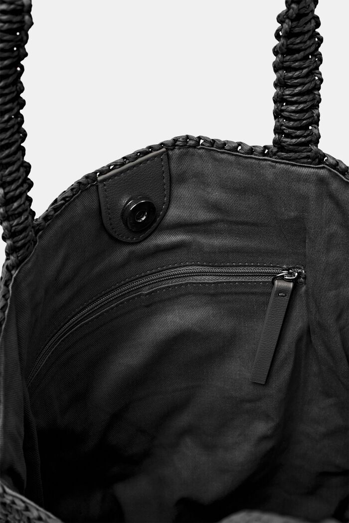 Tote bag i raffia, BLACK, detail image number 1
