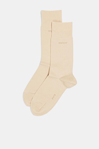 Pakke med 2 par sokker i økologisk bomuldsblanding, CREAM, overview