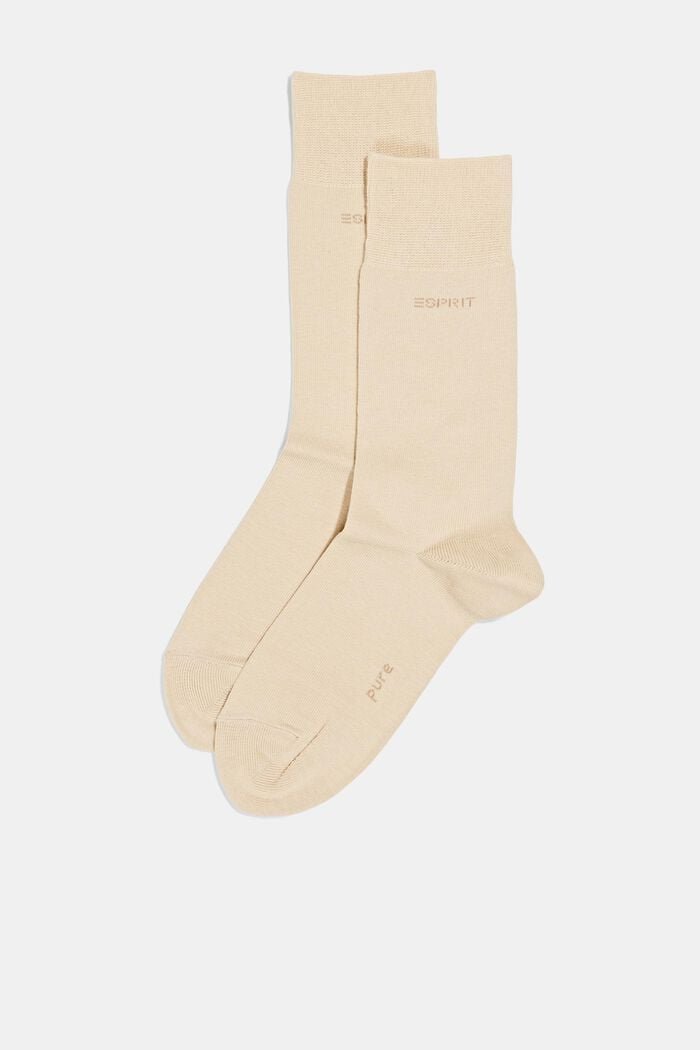 Pakke med 2 par sokker i økologisk bomuldsblanding, CREAM, detail image number 0