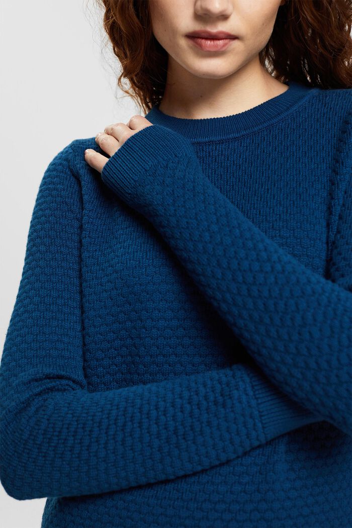 Sweater i strukturstrik, NEW PATROL BLUE, detail image number 0