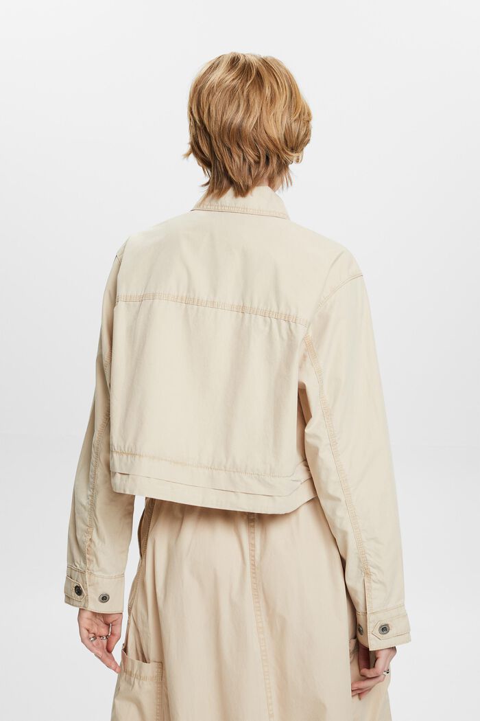 Cropped jakke i bomuldscanvas med bindedetalje, SAND, detail image number 3