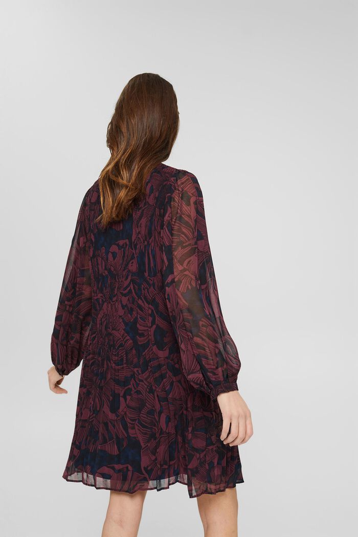 Genanvendte materialer: plisseret kjole med print, BORDEAUX RED, detail image number 2