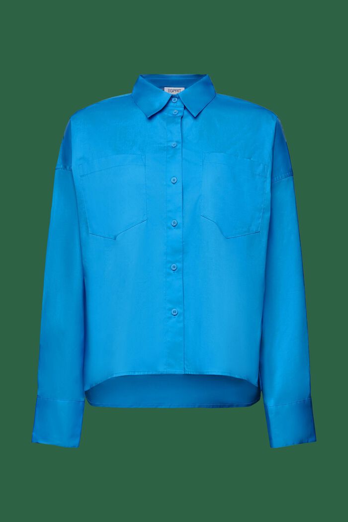 Button up-skjorte i bomuldspoplin, BLUE, detail image number 5