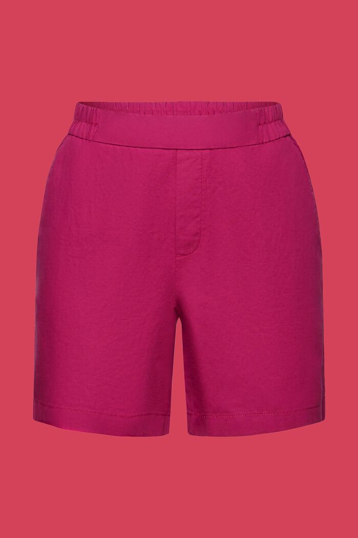 Pull on-shorts, hør-/bomuldsmiks, DARK PINK, detail image number 7
