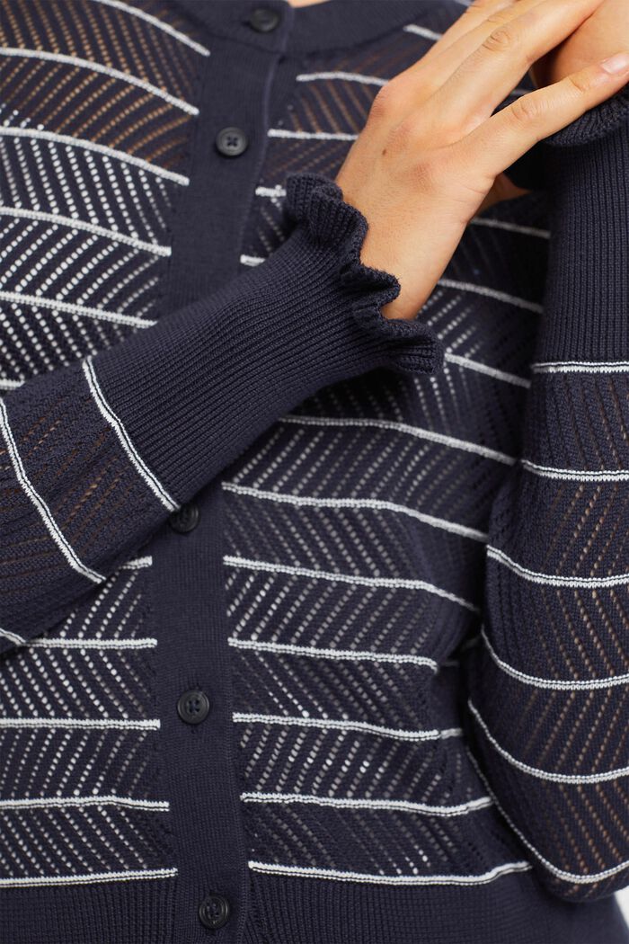Stribet pointelle-cardigan, NAVY BLUE, detail image number 0