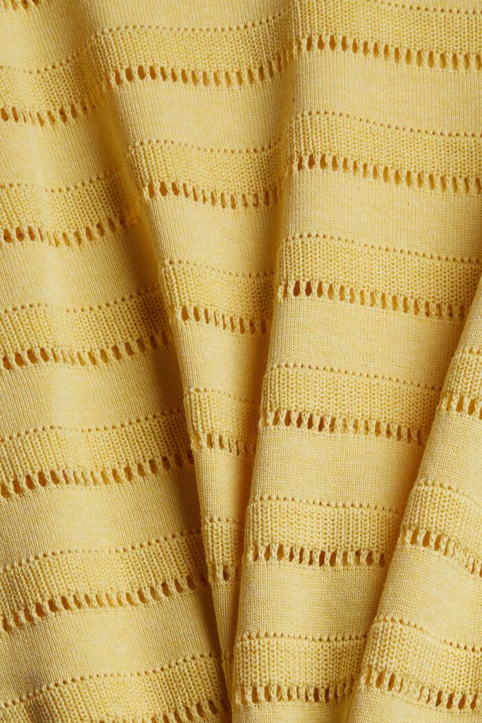 Pullover i mønsterstrik økologisk bomuld, PASTEL YELLOW, detail image number 4