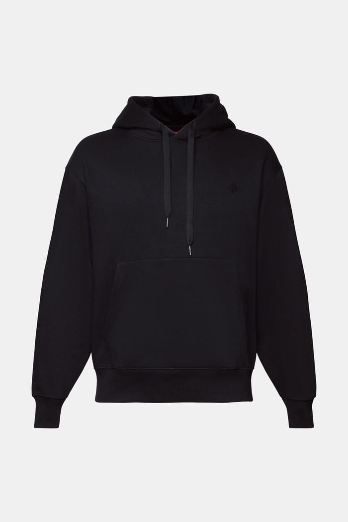 Sweatshirt med hætte og syet logo, BLACK, detail image number 5