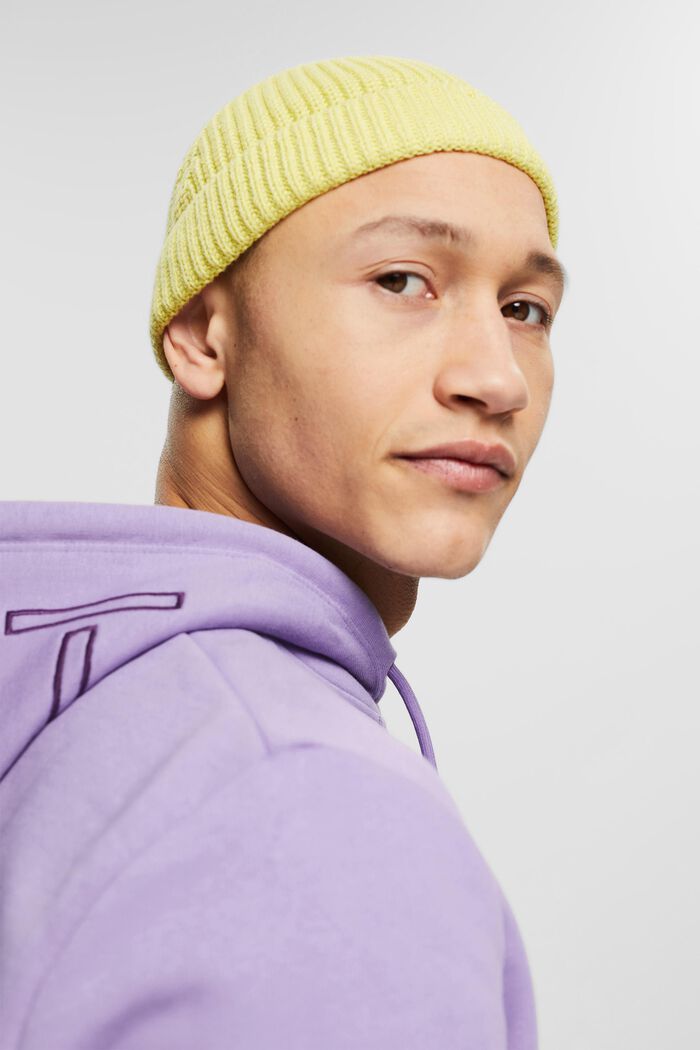 Kort beanie i bomuld, YELLOW, detail image number 2