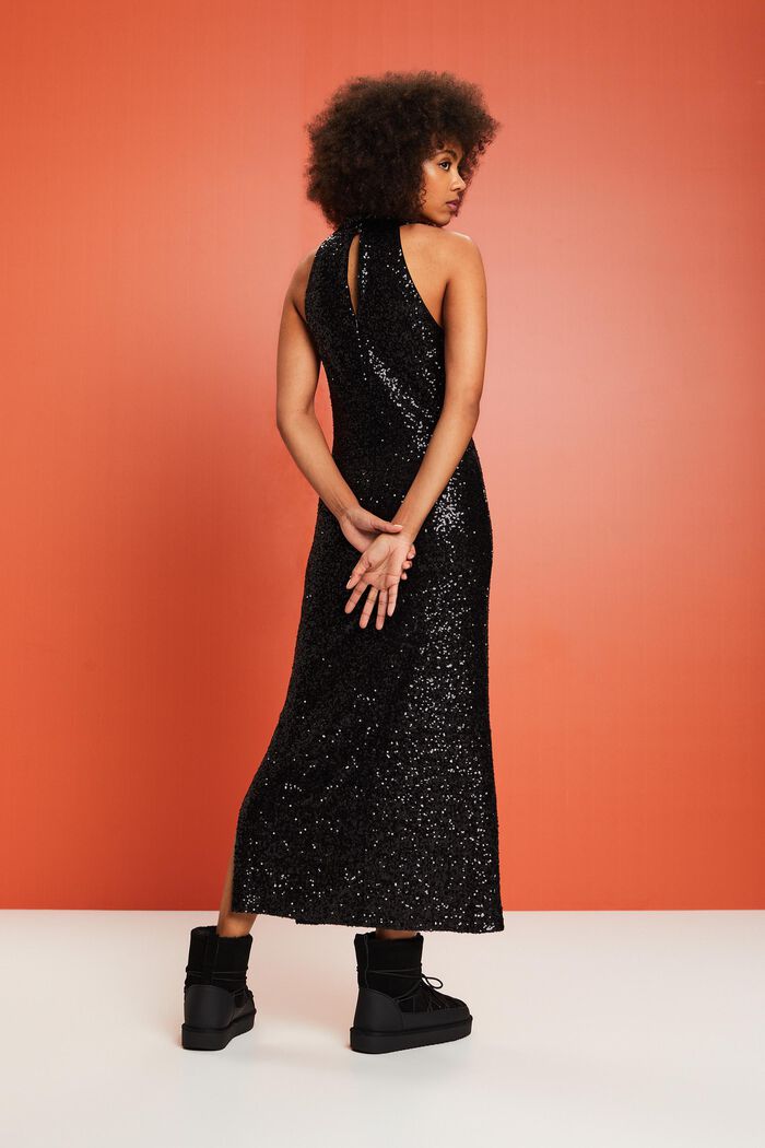 Maxi-kjole med pailletter, BLACK, detail image number 3