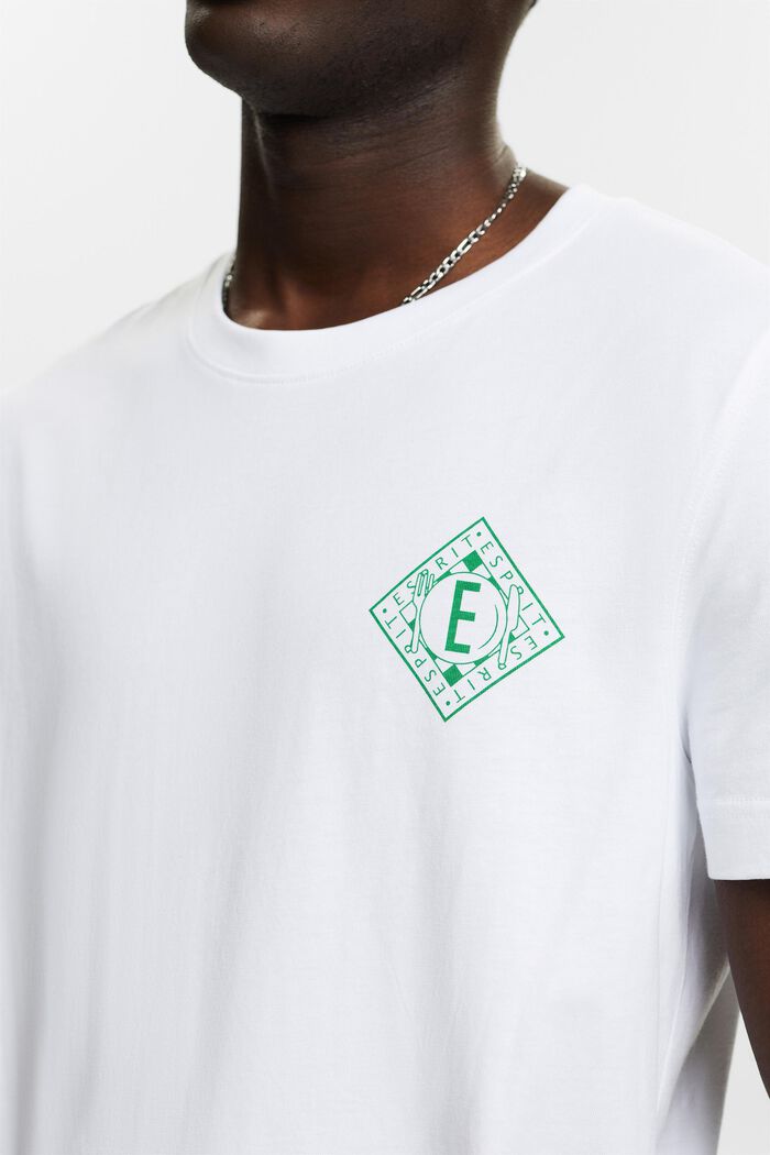 T-shirt i bomuldsjersey med logo, WHITE, detail image number 2