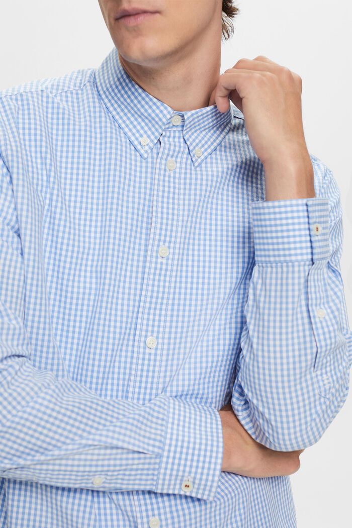 Button down-skjorte med vichytern, 100 % bomuld, BRIGHT BLUE, detail image number 2