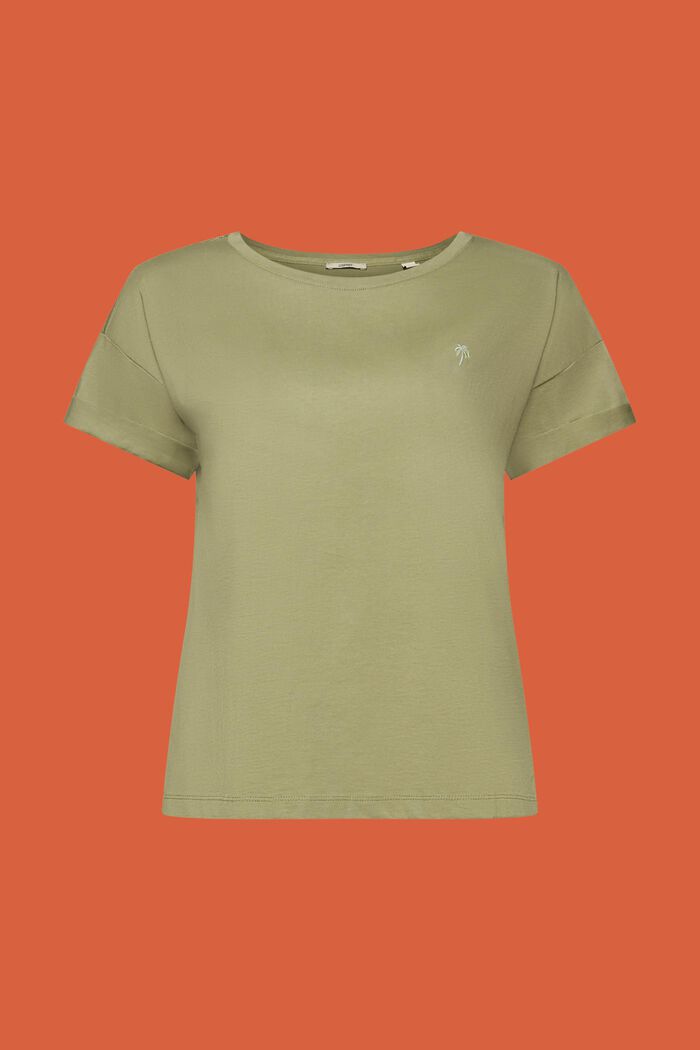 Broderet shirt, 100% bomuld, LIGHT KHAKI, detail image number 5