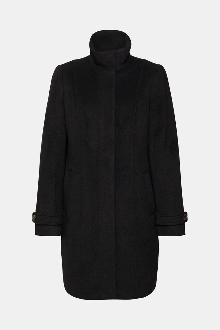 Frakke med uld, BLACK, overview