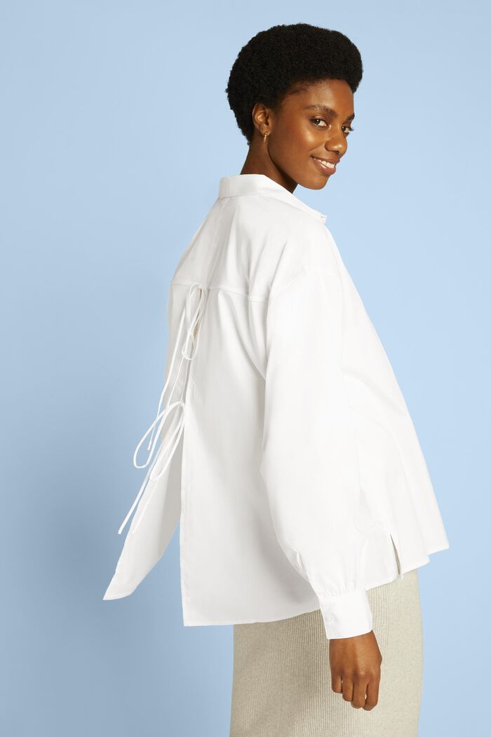 Skjorte med bindebånd bagpå, WHITE, detail image number 3