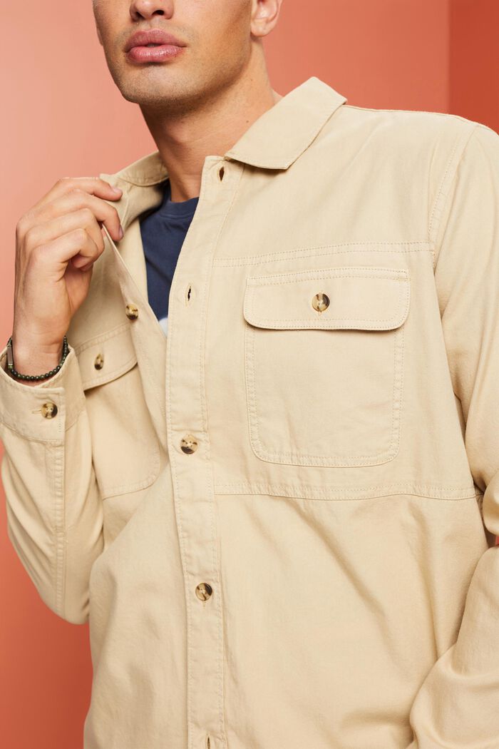 Twill-overshirt, 100 % bomuld, SAND, detail image number 2
