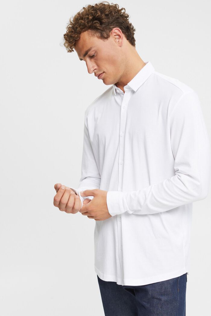 Jerseyskjorte, 100% bomuld, WHITE, detail image number 0